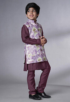Digital Printed Muslin Silk Kurta Set in Wine