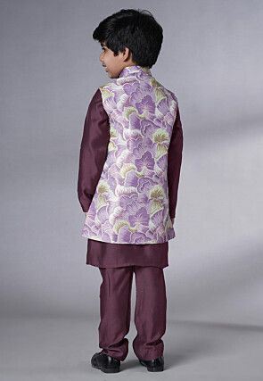 Digital Printed Muslin Silk Kurta Set in Wine