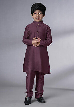 Digital Printed Muslin Silk Kurta Set in Wine