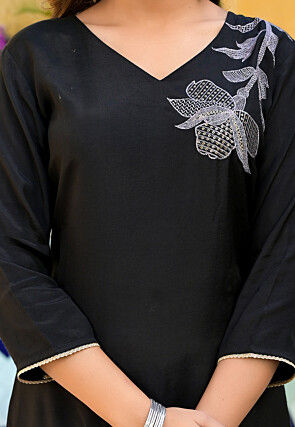 Digital Printed Muslin Silk Pakistani Suit in Black