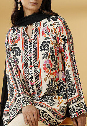Digital Printed Muslin Silk Pakistani Suit in Multicolor
