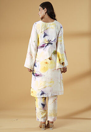 Digital Printed Muslin Silk Pakistani Suit in Multicolor