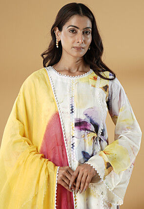 Digital Printed Muslin Silk Pakistani Suit in Multicolor