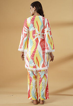 Digital Printed Muslin Silk Straight Kurta Set in Multicolor