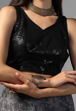 Digital Printed Net Saree in Grey