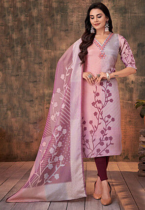 Digital Printed Organza Pakistani Suit in Purple