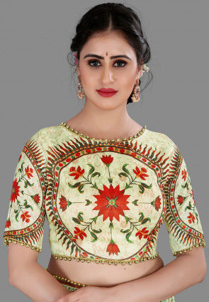 Digital Printed Organza Saree in Beige and Red