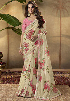 Half saree sets in Pure organza all over embroidery with beautiful and –