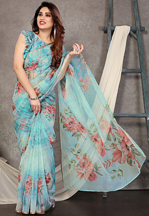 Organza Digital Print Saree Buy Latest Indian Sarees for Women Online Utsav Fashion