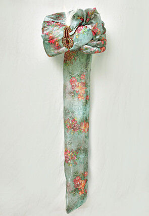 Digital Printed Organza Turban in Light Green