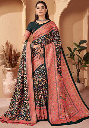 Women's Banarasi Art Silk Digital Print Saree With Unstiched Blouse Piece -  Silk Zone