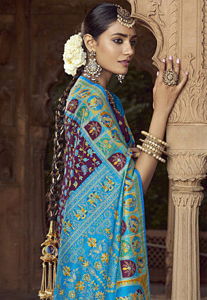 Digital Printed Pashmina Silk Saree in Purple