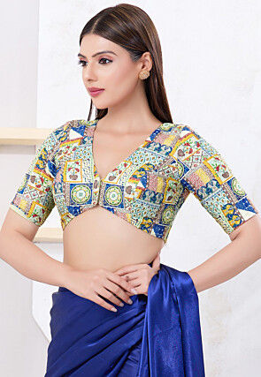 Digital Printed Polyester Blouse in Light Green
