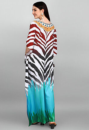 Digital Printed Polyester Kaftan in Multicolor