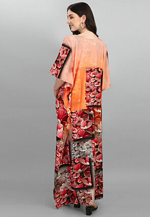 Digital Printed Polyester Kaftan in Multicolor