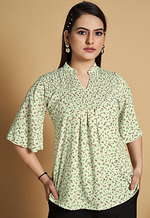 Digital Printed Polyester Top in Light Green