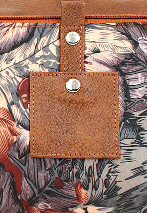 Digital Printed PU Rectangular Clutch Bag in Grey and Brown