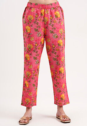 Digital Printed Pure Cotton Anarkali Suit in Pink