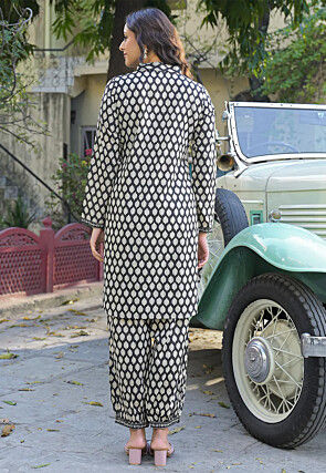Digital Printed Pure Cotton Co Ord Set in Black