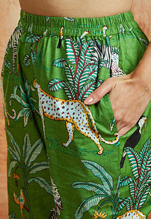 Digital Printed Pure Cotton Co Ord Set in Green