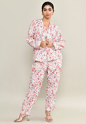 Digital Printed Pure Cotton Co Ord Set in Multicolor