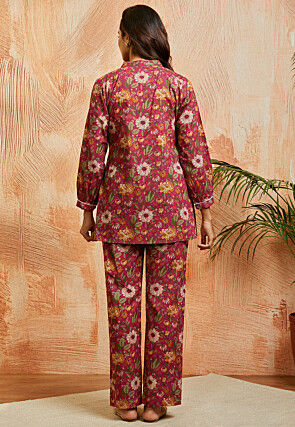Digital Printed Pure Cotton Co Ord Set in Pink