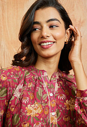 Digital Printed Pure Cotton Co Ord Set in Pink