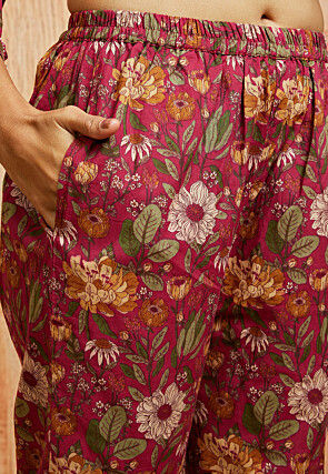 Digital Printed Pure Cotton Co Ord Set in Pink