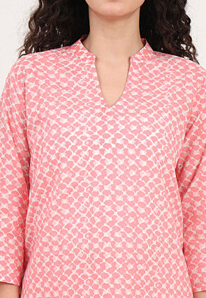 Digital Printed Pure Cotton Co Ord Set in Pink