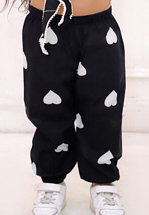 Digital Printed Pure Cotton Crop Top Set in Black