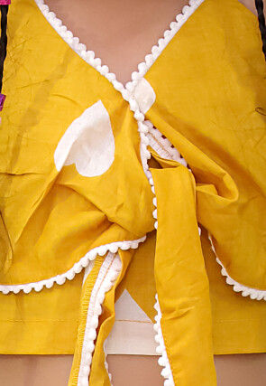 Digital Printed Pure Cotton Crop Top Set in Mustard