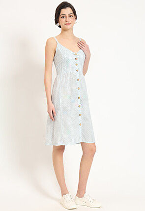 Digital Printed Pure Cotton Dress in Blue