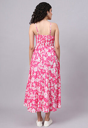 Digital Printed Pure Cotton Dress in Pink