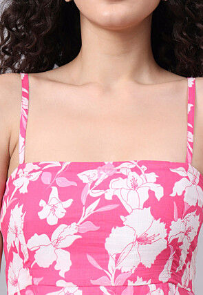 Digital Printed Pure Cotton Dress in Pink