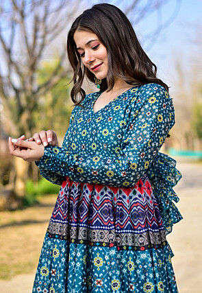 Digital Printed Pure Cotton in Blue