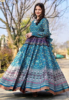 Digital Printed Pure Cotton in Blue