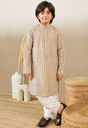 Digital Printed Pure Cotton Kurta Set in Brown
