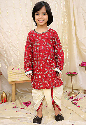 Digital Printed Pure Cotton Kurta Set in Maroon
