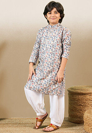 Digital Printed Pure Cotton Kurta Set in Multicolor