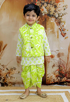 Digital Printed Pure Cotton Kurta Set in White