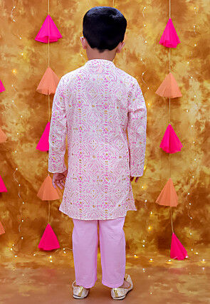 Digital Printed Pure Cotton Kurta Set in White