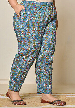 Digital Printed Pure Cotton Pakistani Suit in Blue