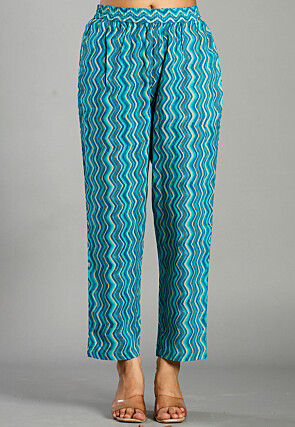 Digital Printed Pure Cotton Pakistani Suit in Blue