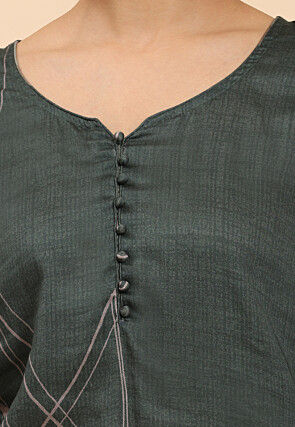 Digital Printed Pure Cotton Pakistani Suit in Dark Green