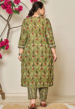 Digital Printed Pure Cotton Pakistani Suit in Green