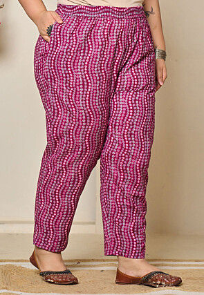 Digital Printed Pure Cotton Pakistani Suit in Magenta