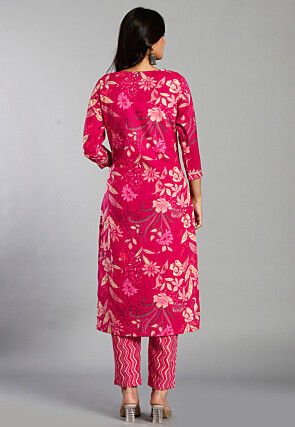 Digital Printed Pure Cotton Pakistani Suit in Magenta