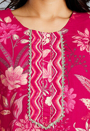 Digital Printed Pure Cotton Pakistani Suit in Magenta