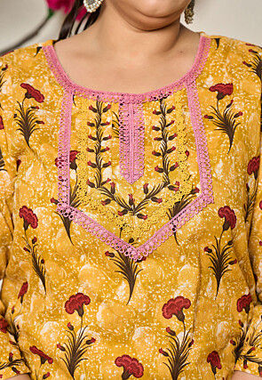 Digital Printed Pure Cotton Pakistani Suit in Mustard