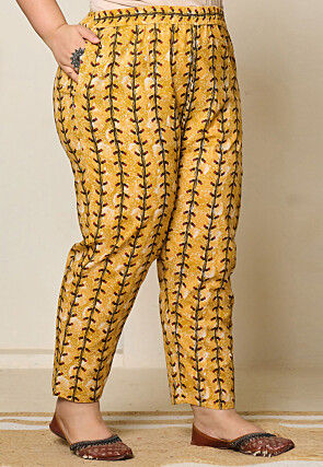 Digital Printed Pure Cotton Pakistani Suit in Mustard